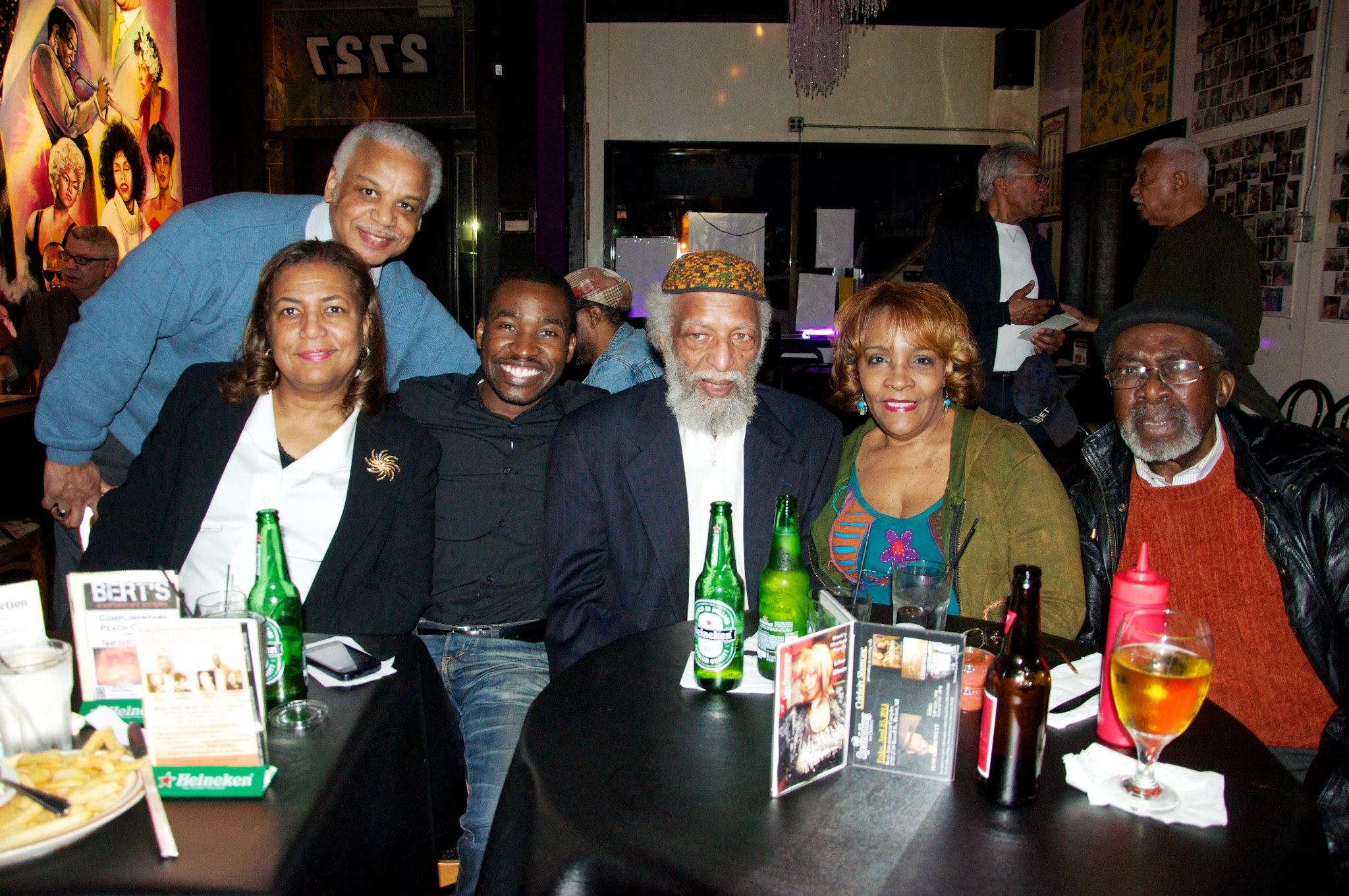 Bill Foster with Ozie Cargile, Foster's daughter and son-in-law, and friends at Bert's in Detroit
