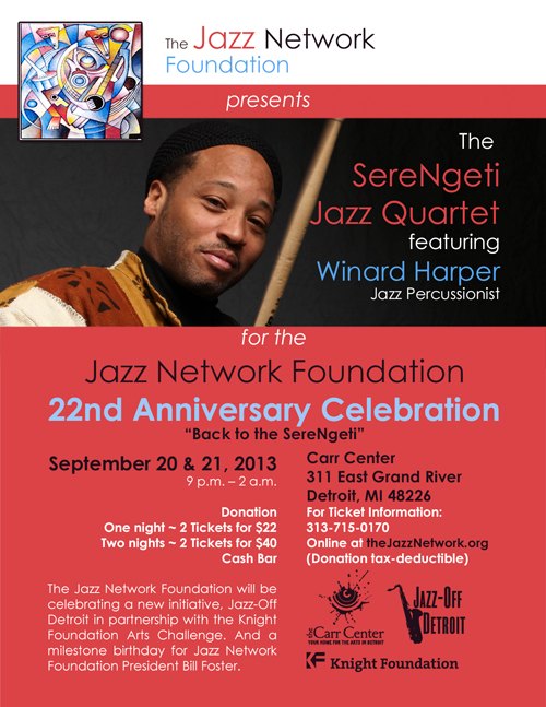 Jazz Network Foundation 22nd anniversary poster featuring Winard Harper
