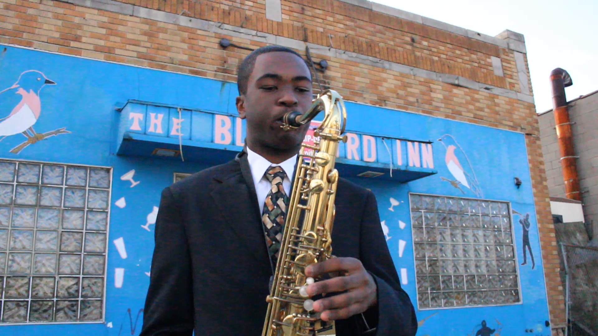 Young Detroit saxophonist Stephen Grady performing through the Jazz-Off Detroit program